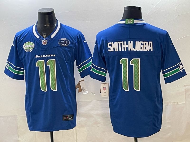 Men 2026 Seattle Seahawks #11 Smith-Hjigba Blue 6th generations Nike Limited NFL Jersey style 005->seattle seahawks->NFL Jersey